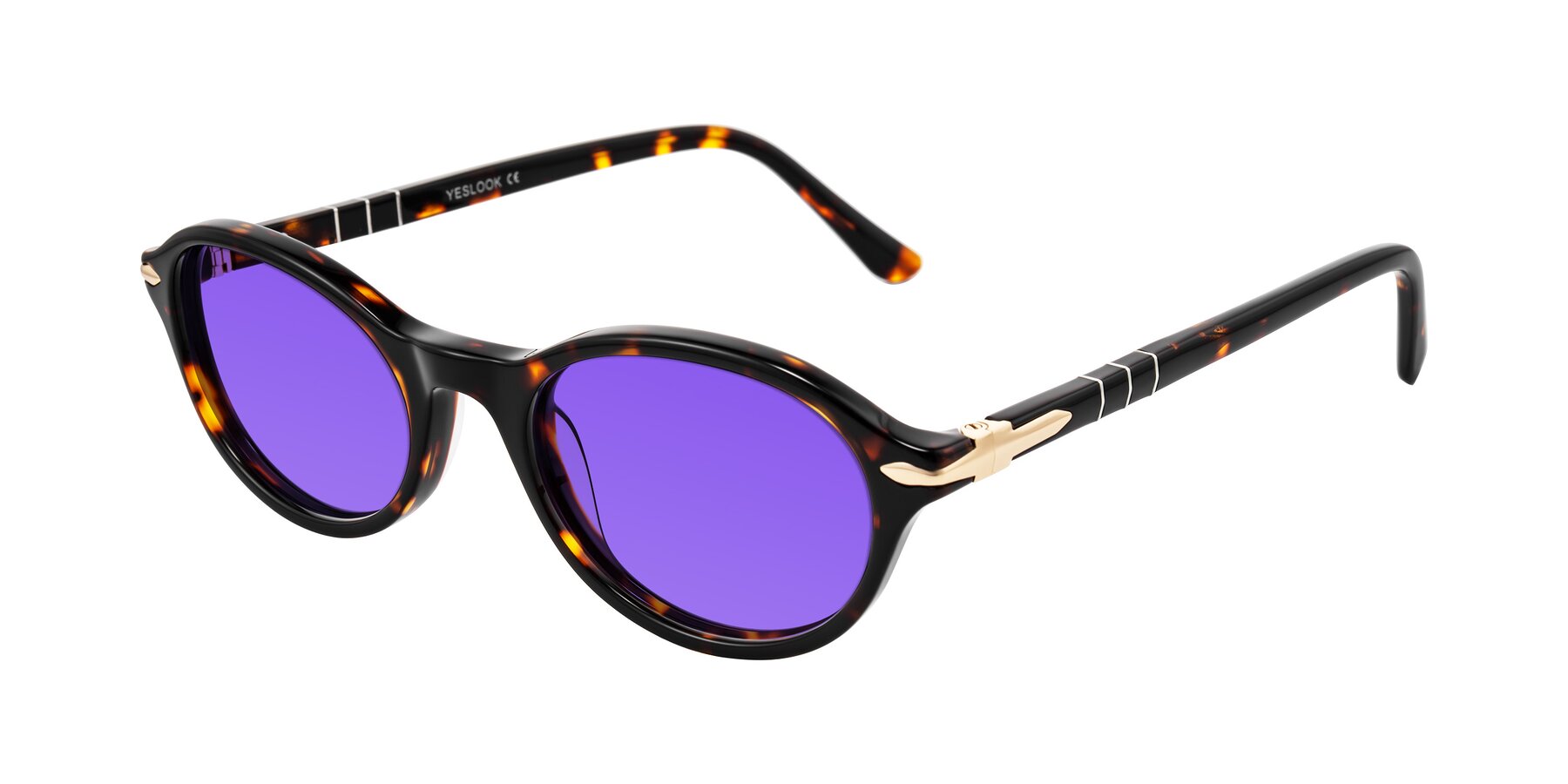 Angle of Sidriah in Tortoise with Purple Tinted Lenses