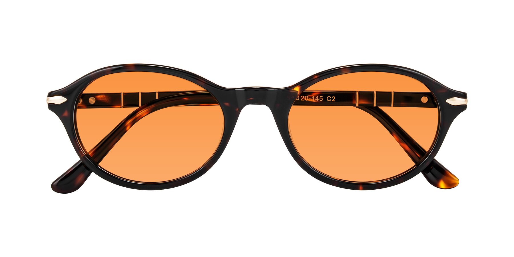 Folded Front of Sidriah in Tortoise with Orange Tinted Lenses
