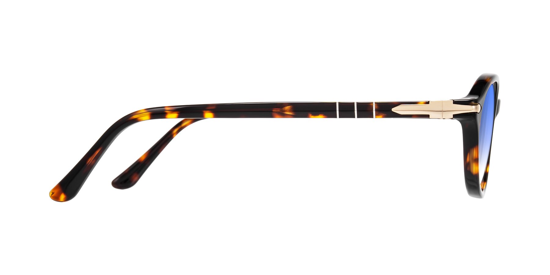 Side of Sidriah in Tortoise with Blue Gradient Lenses