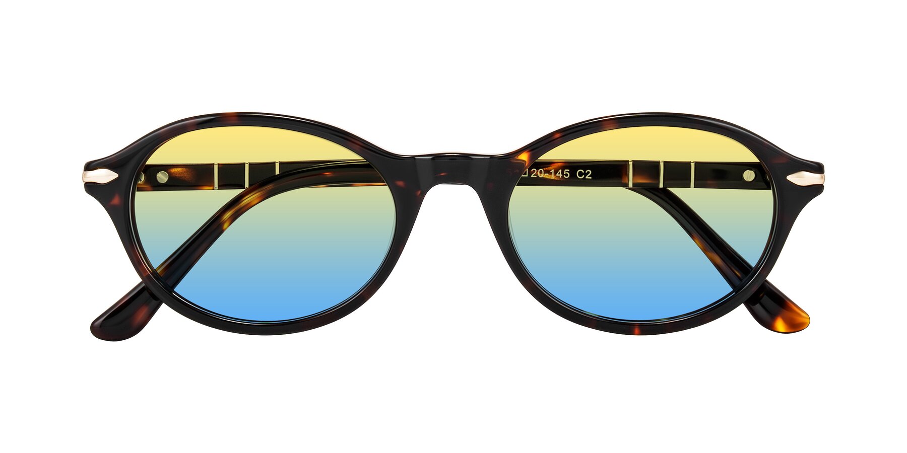 Folded Front of Sidriah in Tortoise with Yellow / Blue Gradient Lenses