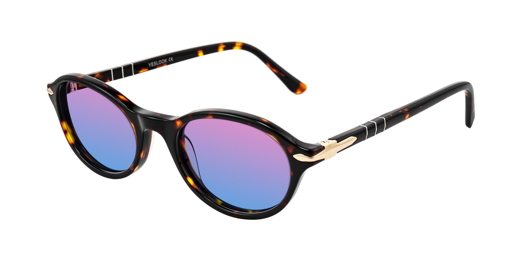 Angle of Sidriah in Tortoise with Pink / Blue Gradient Lenses