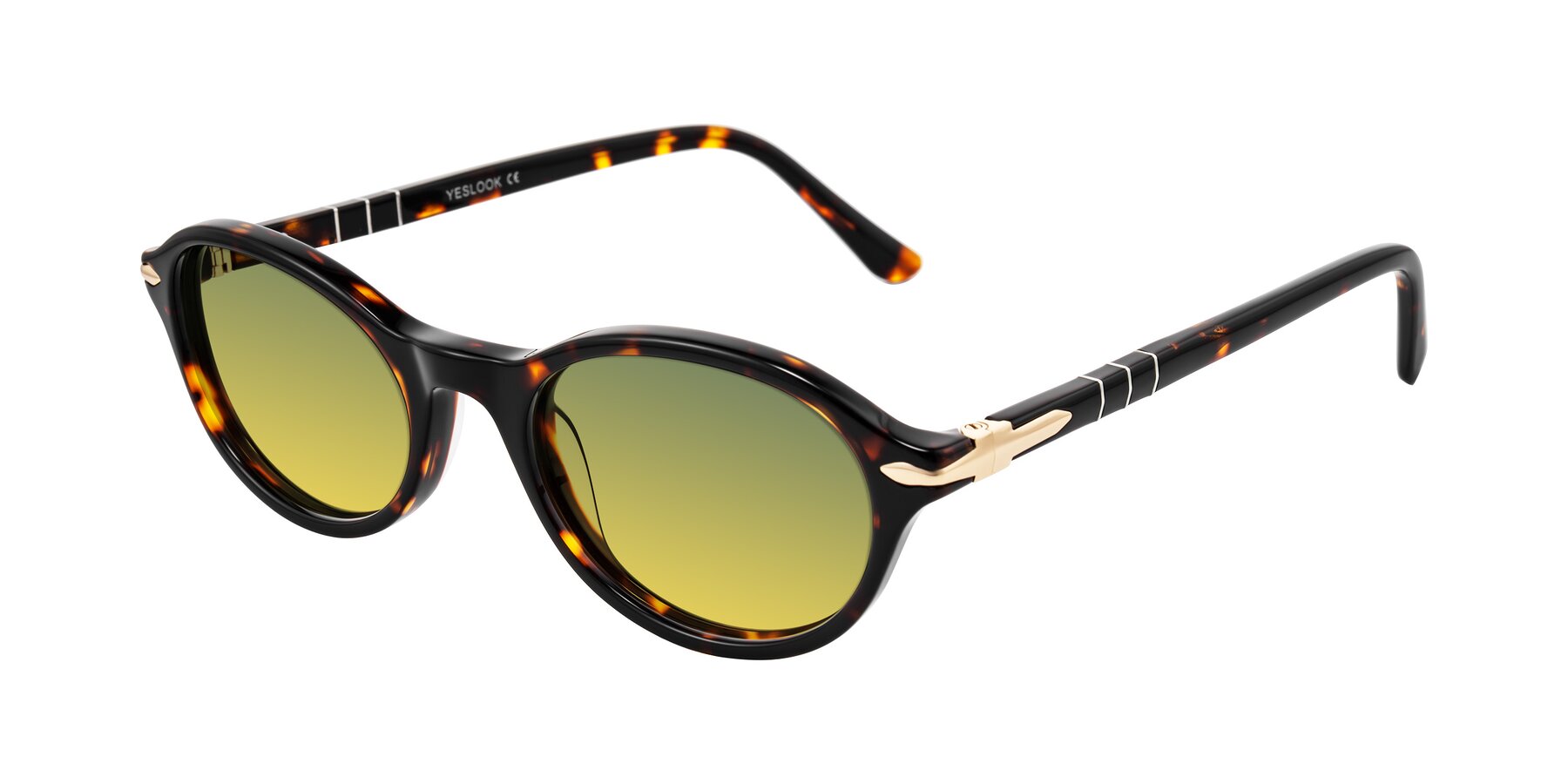 Angle of Sidriah in Tortoise with Green / Yellow Gradient Lenses