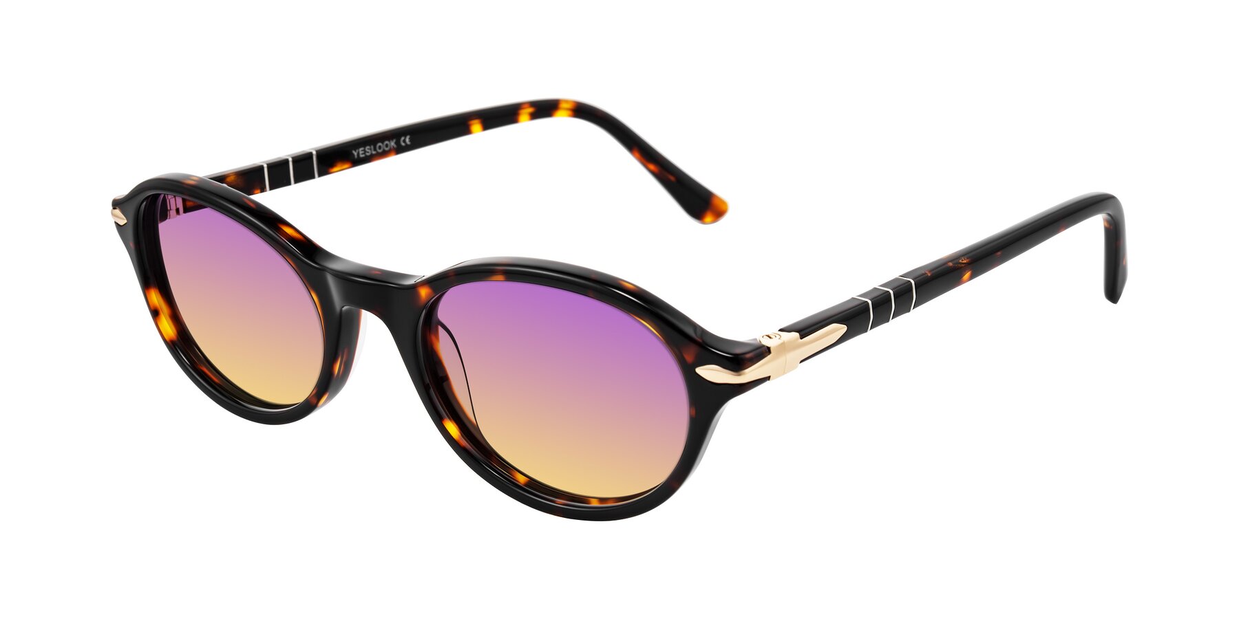 Angle of Sidriah in Tortoise with Purple / Yellow Gradient Lenses