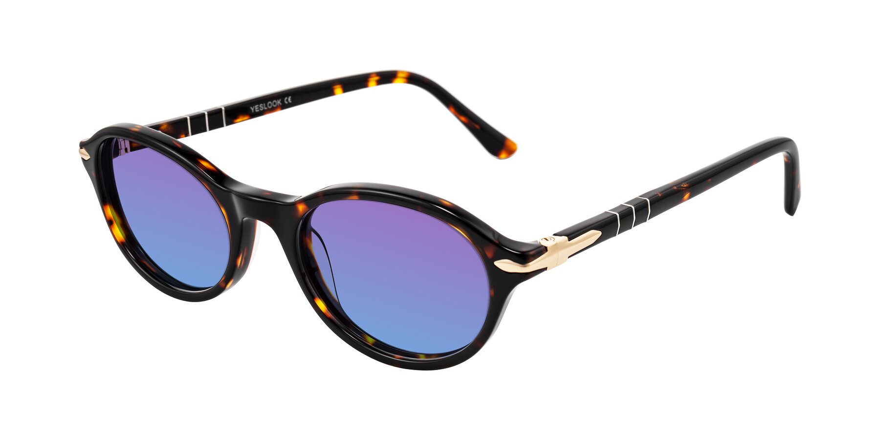 Angle of Sidriah in Tortoise with Purple / Blue Gradient Lenses