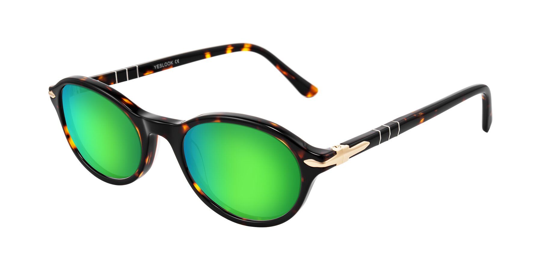 Angle of Sidriah in Tortoise with Green Mirrored Lenses