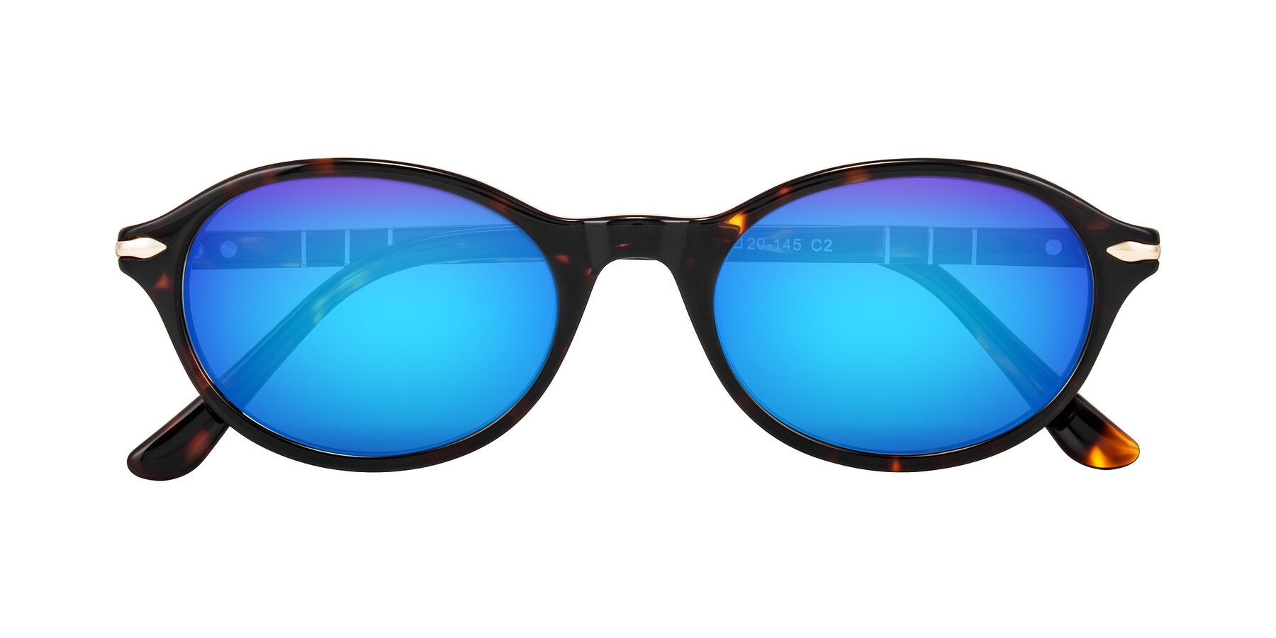 Folded Front of Sidriah in Tortoise with Blue Mirrored Lenses