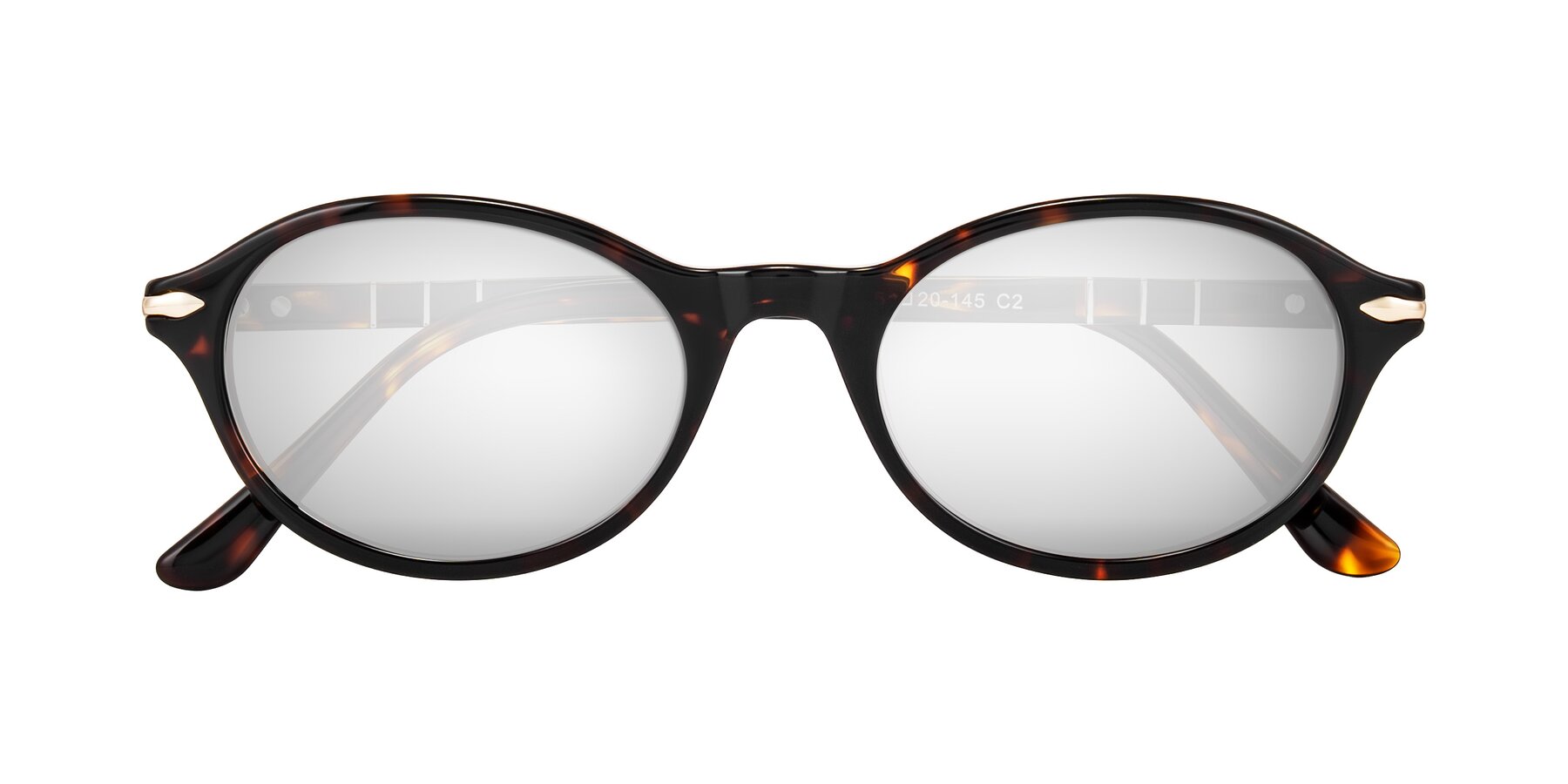 Folded Front of Sidriah in Tortoise with Silver Mirrored Lenses