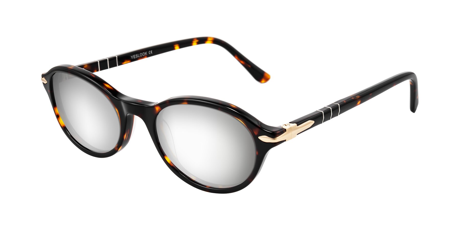 Angle of Sidriah in Tortoise with Silver Mirrored Lenses