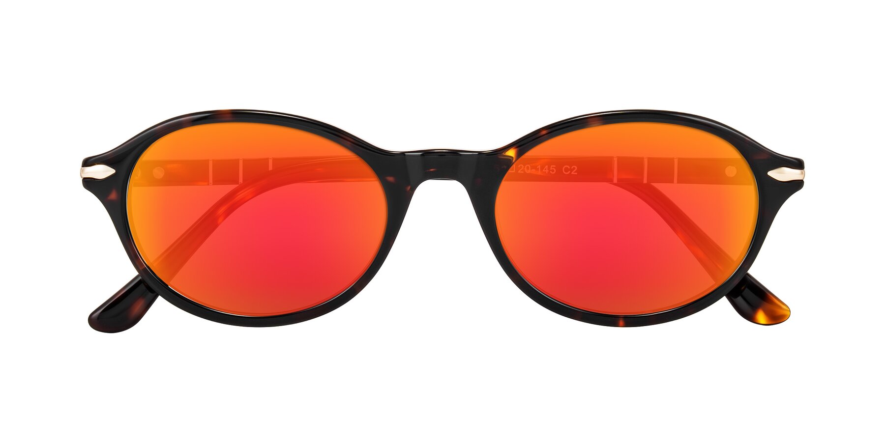 Folded Front of Sidriah in Tortoise with Red Gold Mirrored Lenses