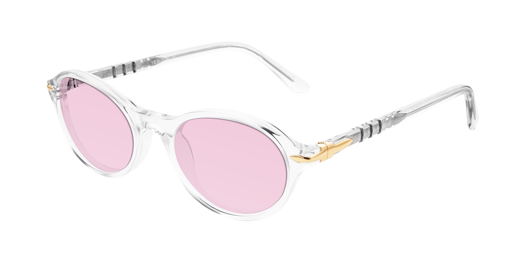 Angle of Sidriah in Clear with Light Pink Tinted Lenses