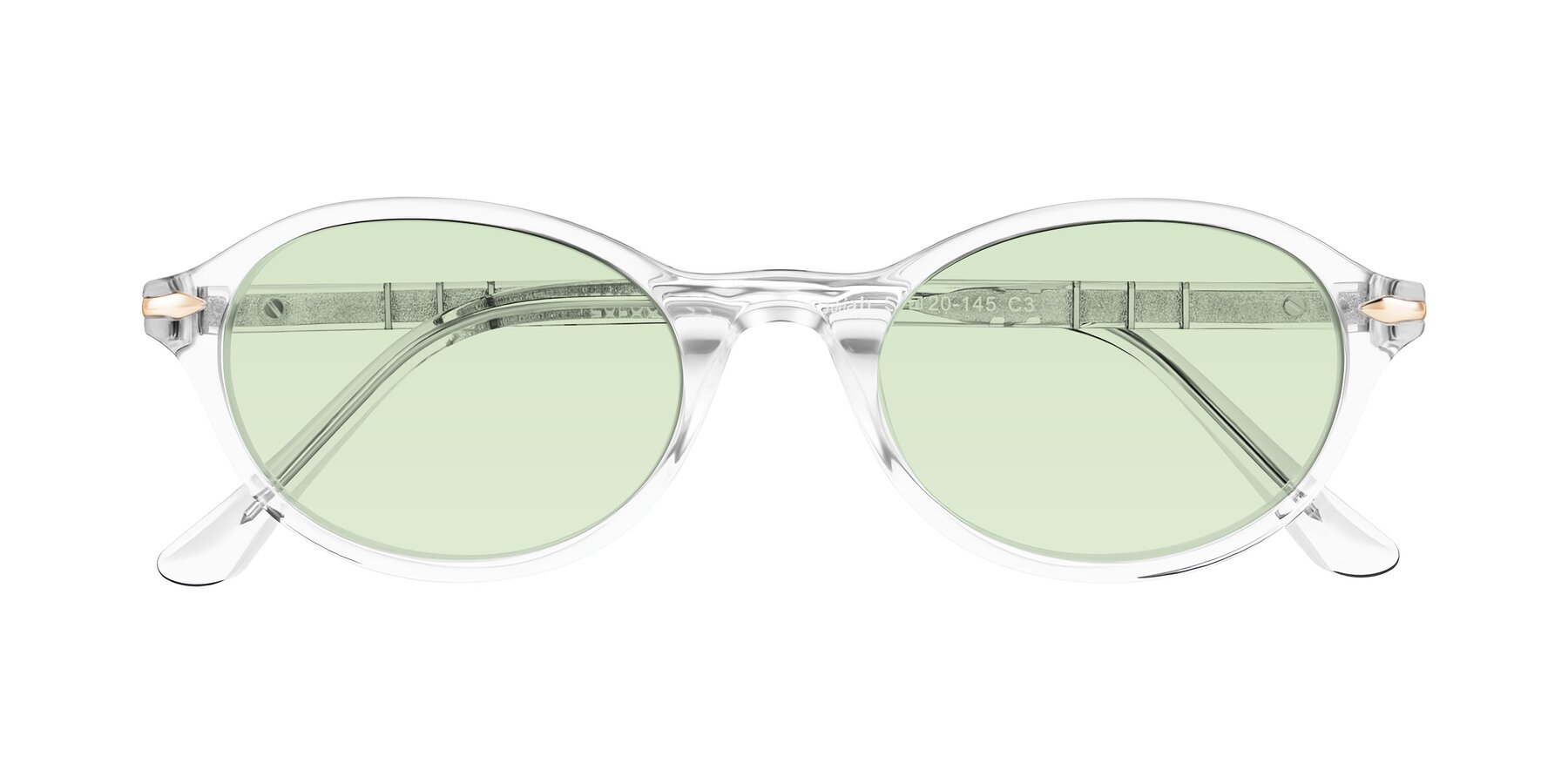 Folded Front of Sidriah in Clear with Light Green Tinted Lenses