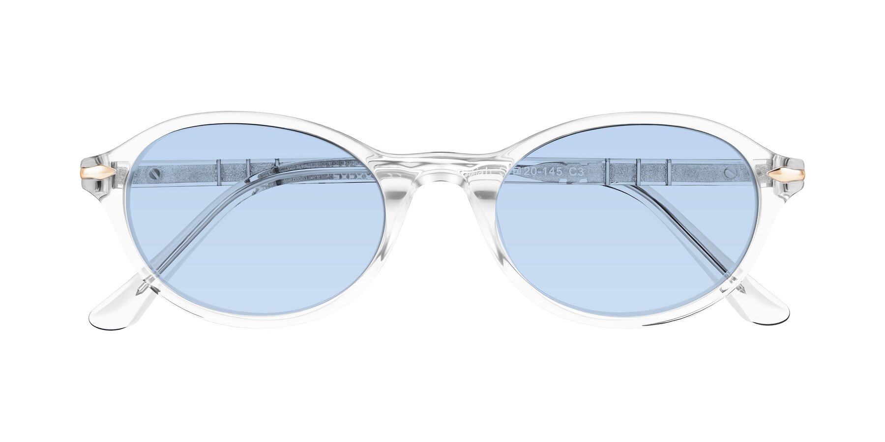 Folded Front of Sidriah in Clear with Light Blue Tinted Lenses