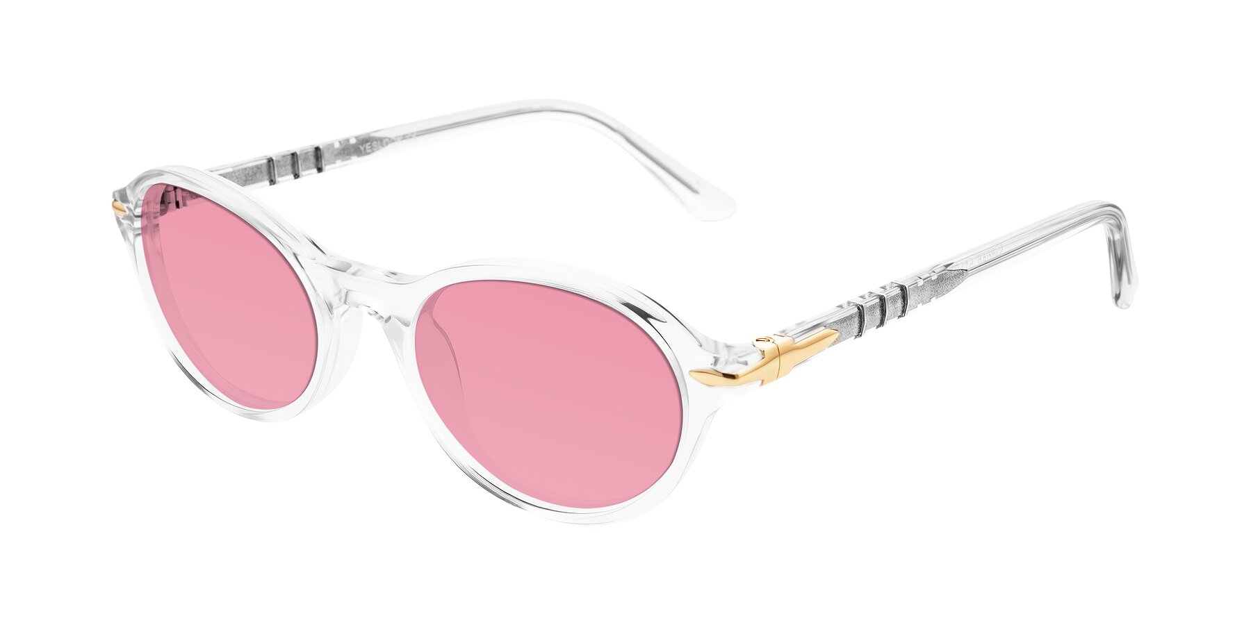 Angle of Sidriah in Clear with Pink Tinted Lenses