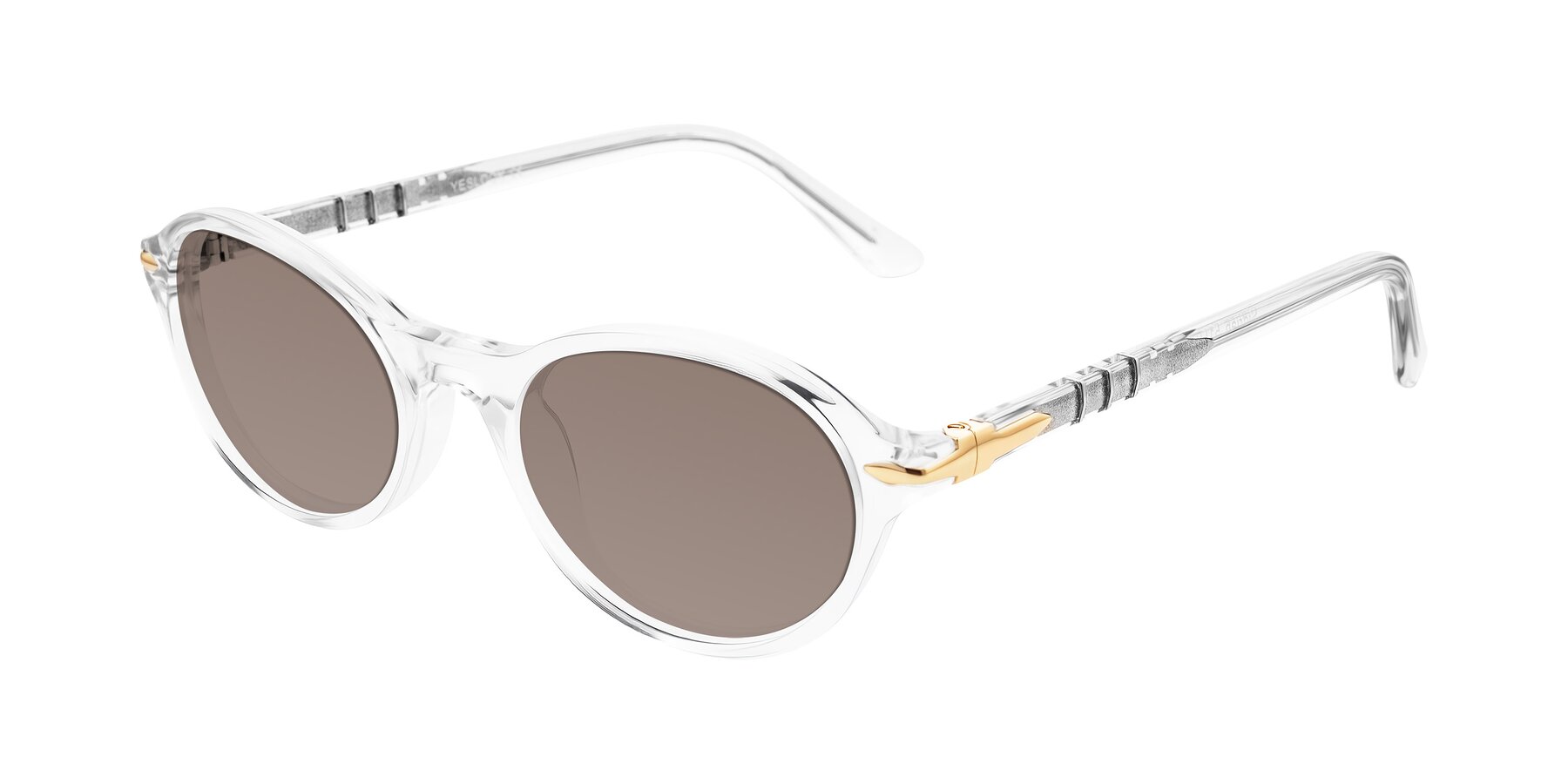 Angle of Sidriah in Clear with Medium Brown Tinted Lenses