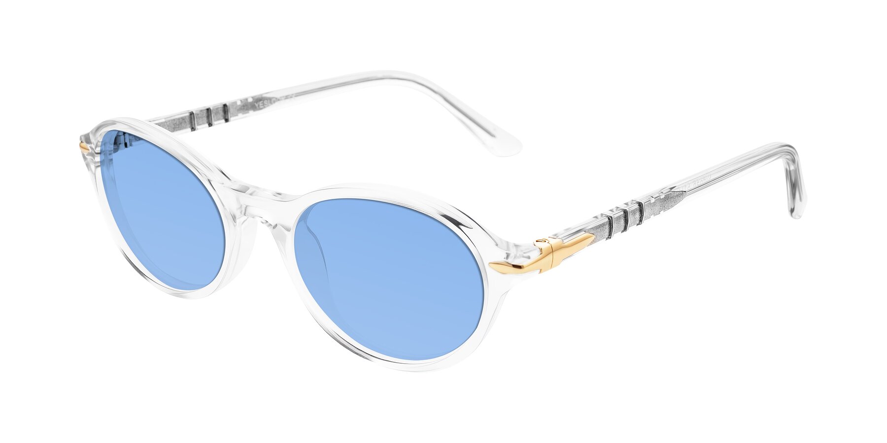 Angle of Sidriah in Clear with Medium Blue Tinted Lenses