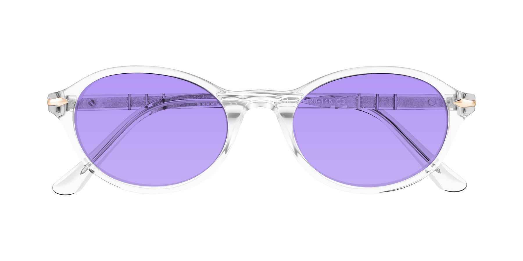 Folded Front of Sidriah in Clear with Medium Purple Tinted Lenses