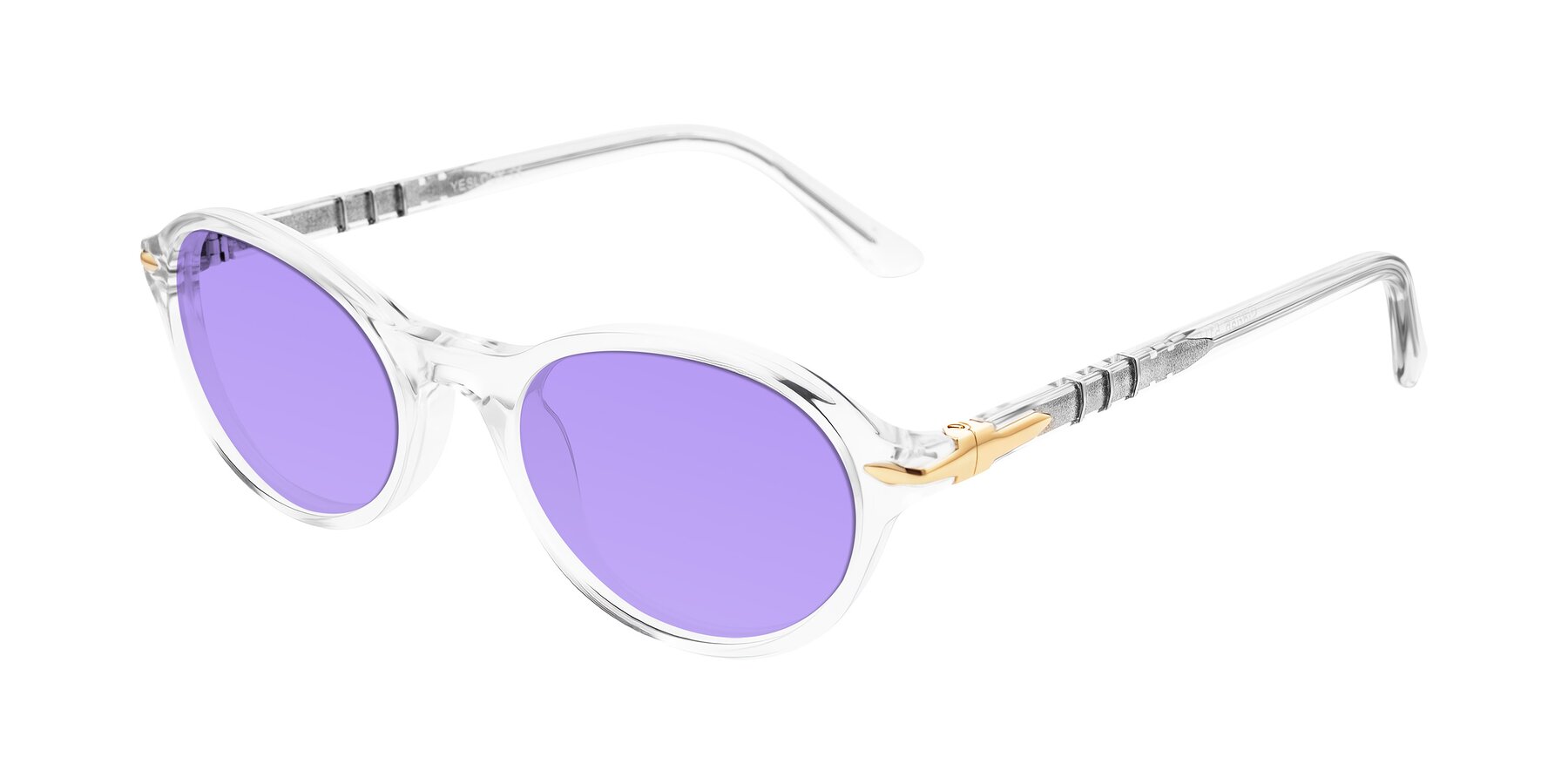 Angle of Sidriah in Clear with Medium Purple Tinted Lenses