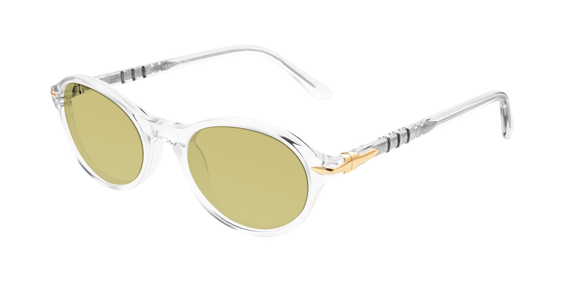 Angle of Sidriah in Clear with Medium Champagne Tinted Lenses