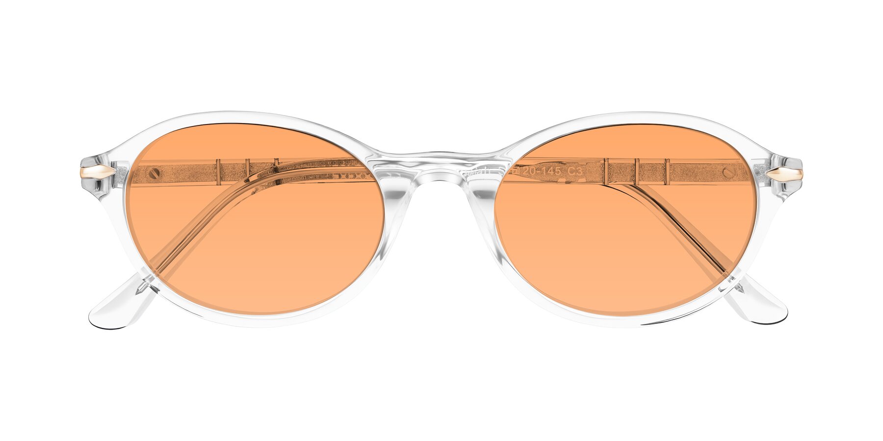 Folded Front of Sidriah in Clear with Medium Orange Tinted Lenses