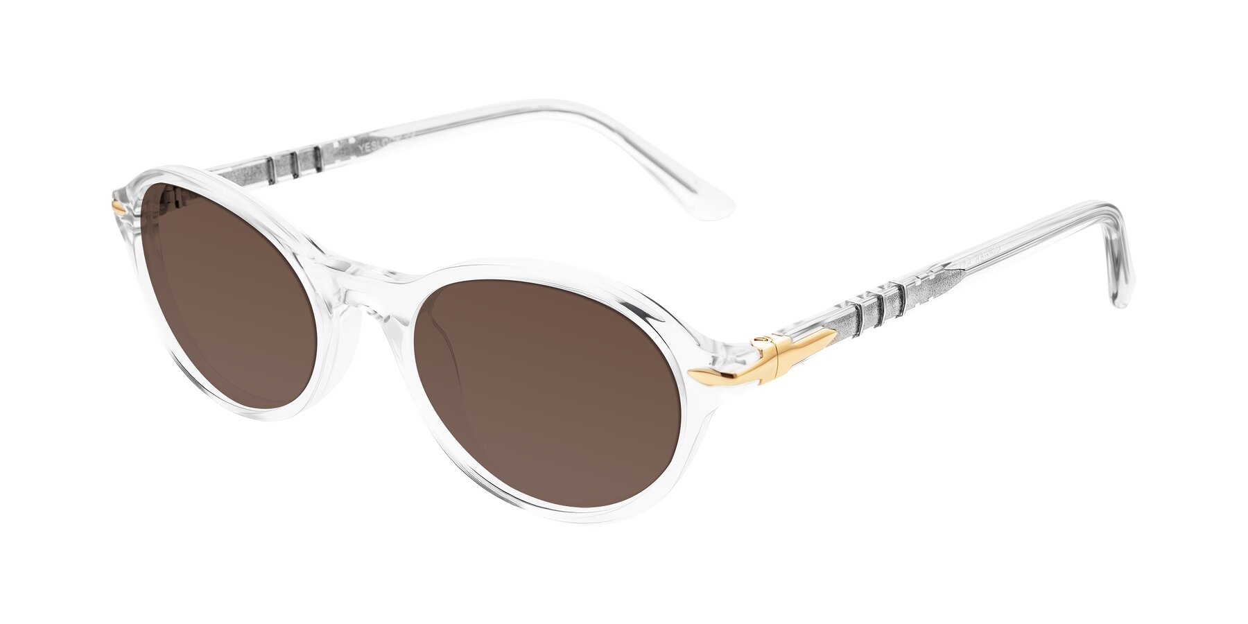 Angle of Sidriah in Clear with Brown Tinted Lenses