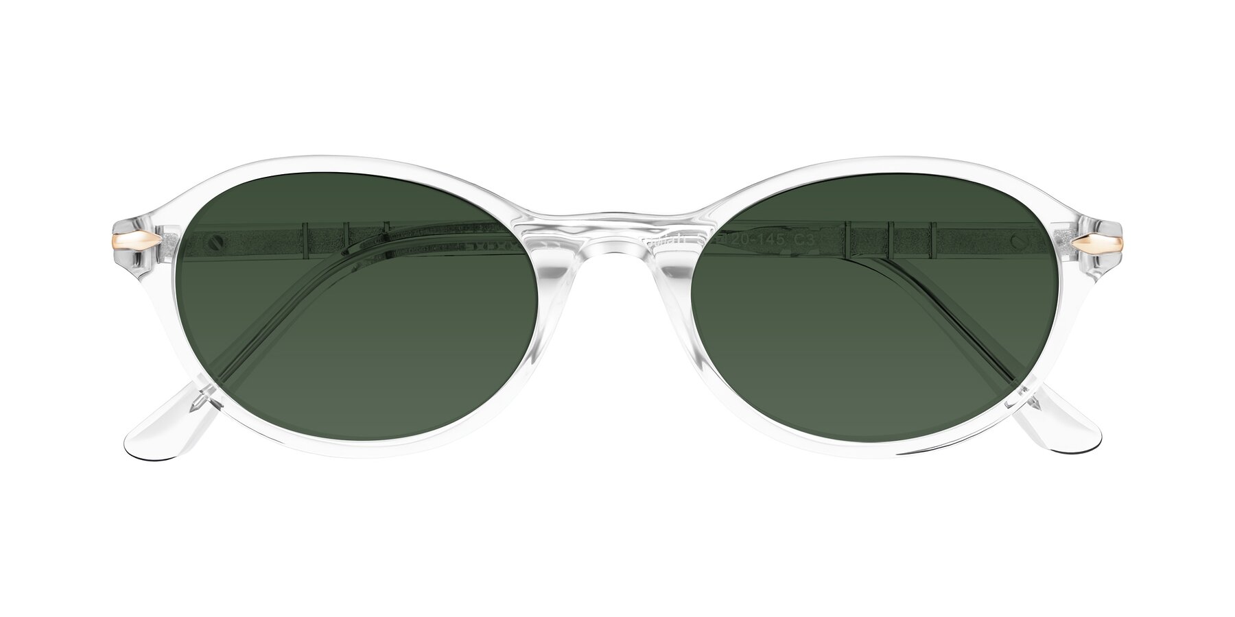 Folded Front of Sidriah in Clear with Green Tinted Lenses
