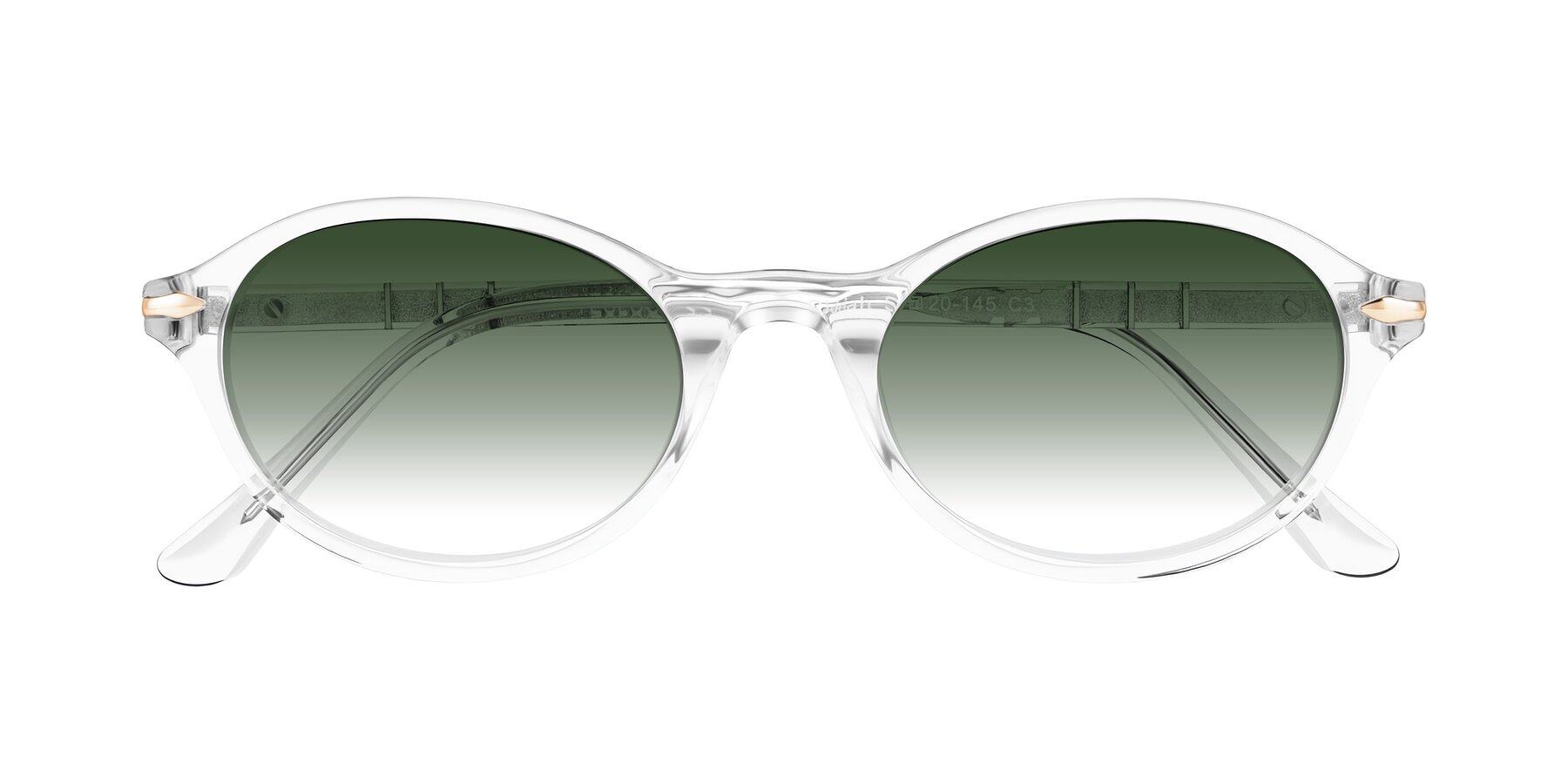 Folded Front of Sidriah in Clear with Green Gradient Lenses