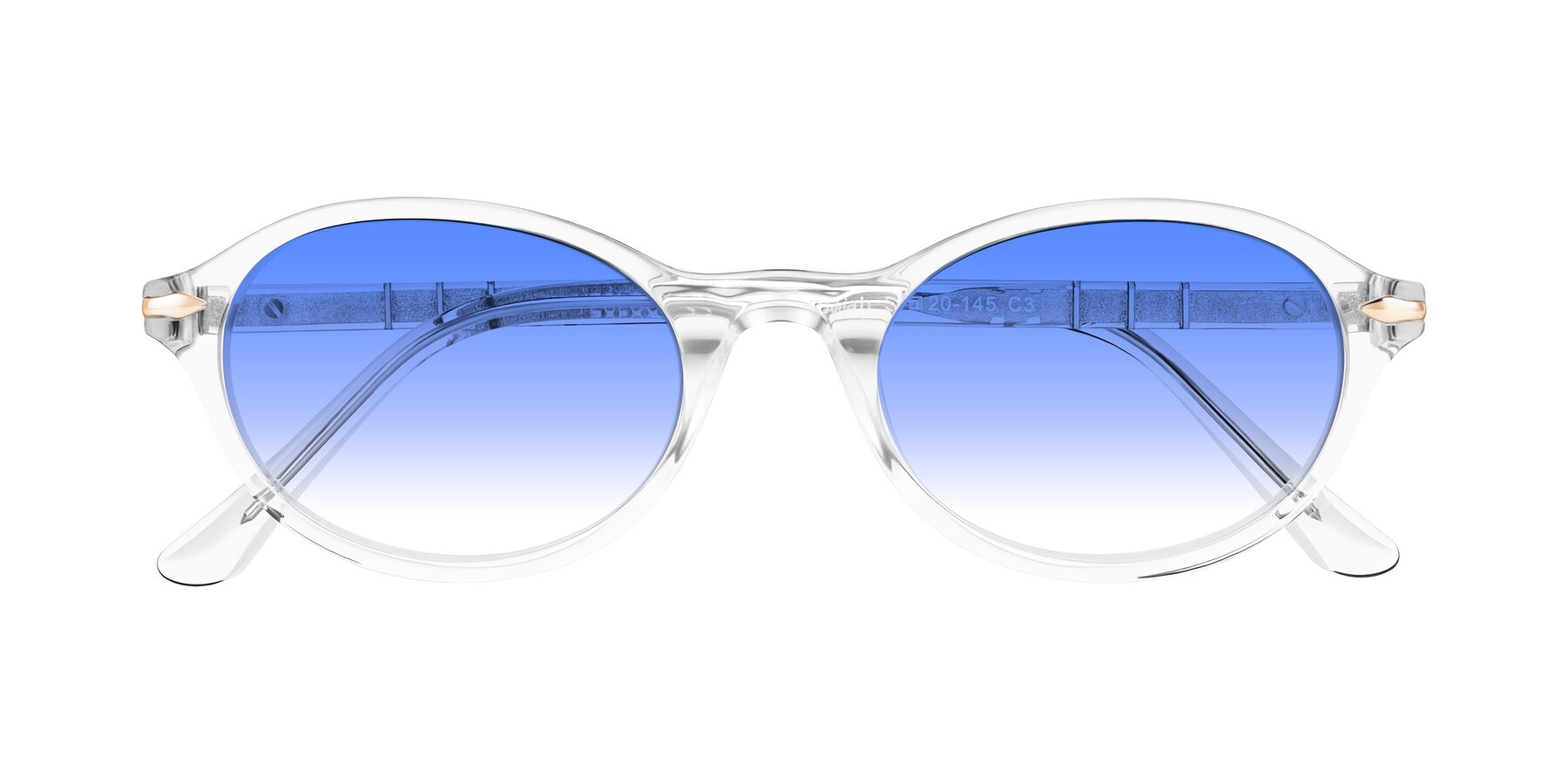 Folded Front of Sidriah in Clear with Blue Gradient Lenses