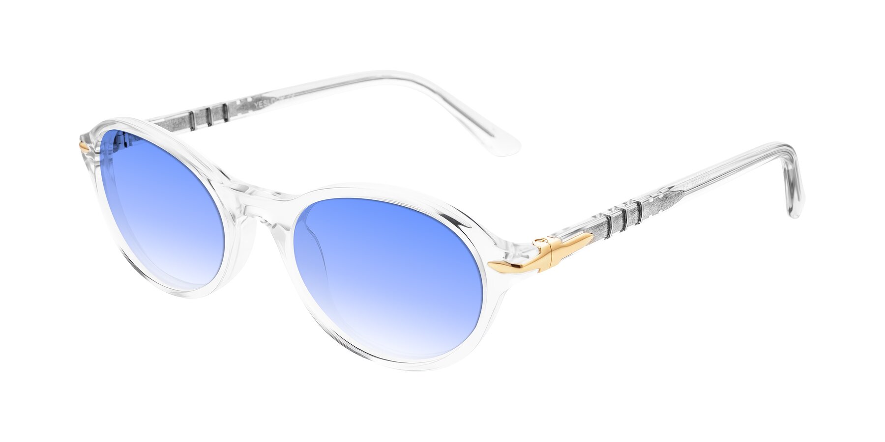 Angle of Sidriah in Clear with Blue Gradient Lenses