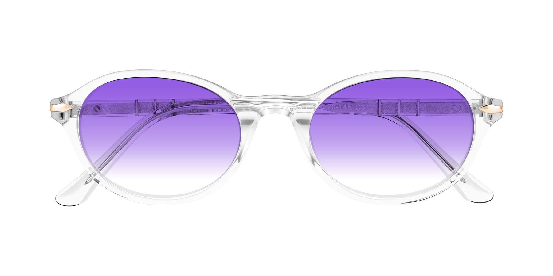 Folded Front of Sidriah in Clear with Purple Gradient Lenses