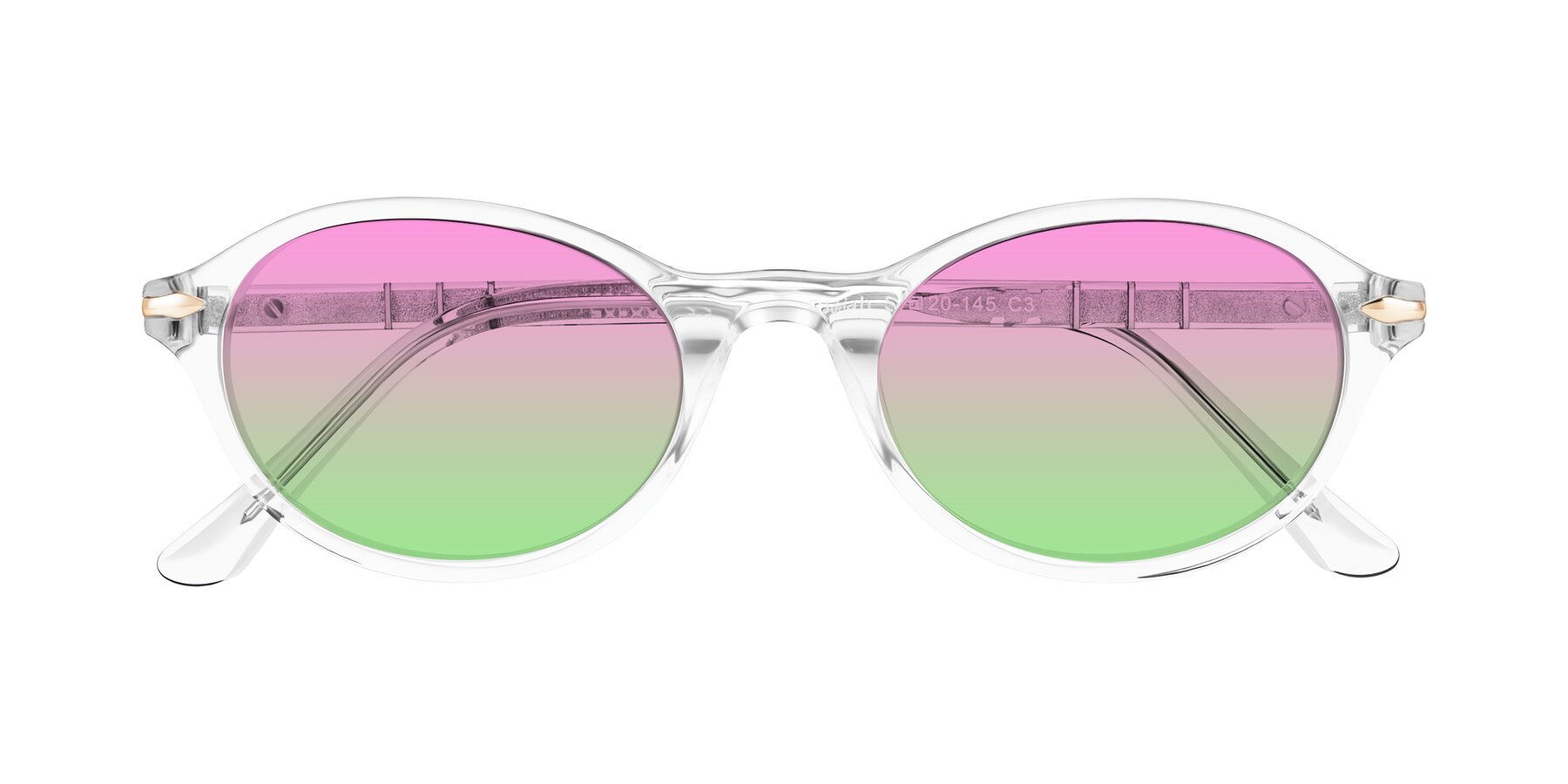 Folded Front of Sidriah in Clear with Pink / Green Gradient Lenses
