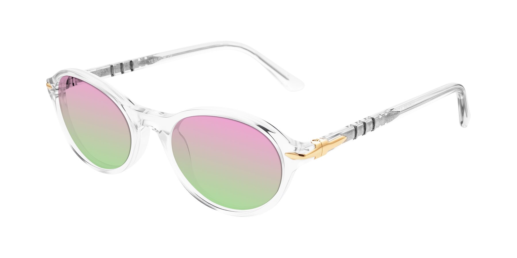 Angle of Sidriah in Clear with Pink / Green Gradient Lenses