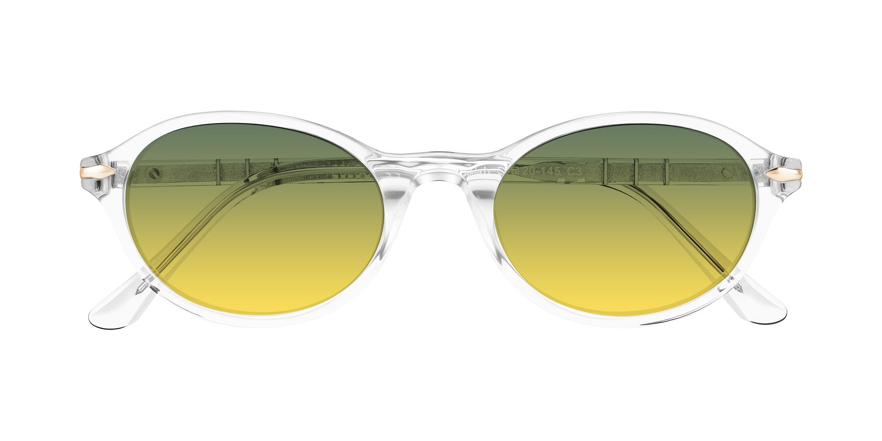 Folded Front of Sidriah in Clear with Green / Yellow Gradient Lenses