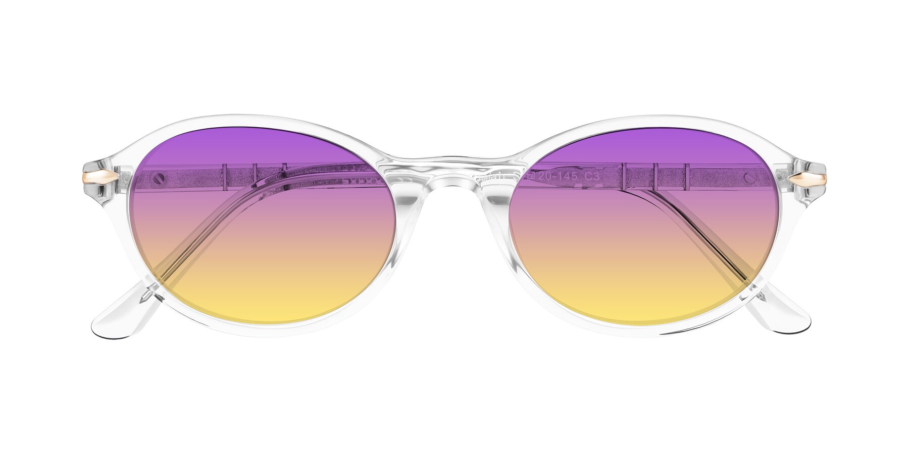 Folded Front of Sidriah in Clear with Purple / Yellow Gradient Lenses