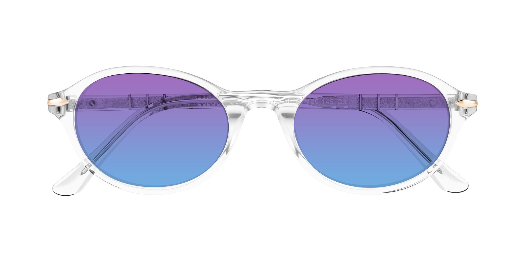 Folded Front of Sidriah in Clear with Purple / Blue Gradient Lenses