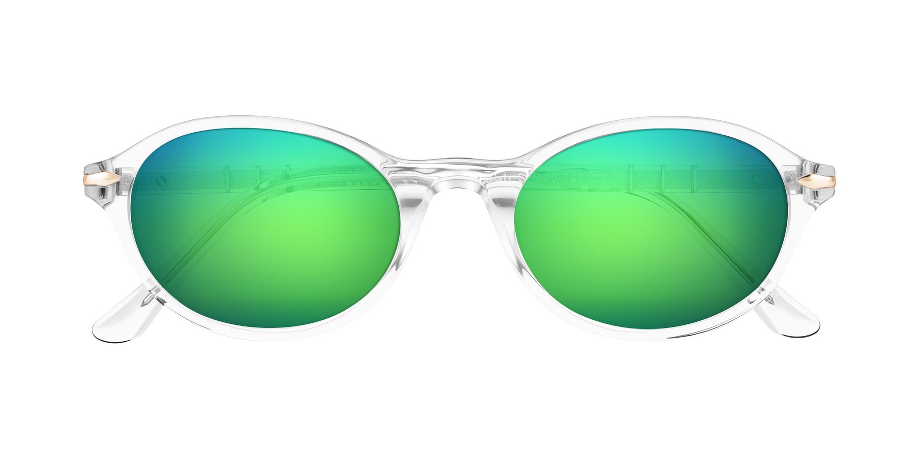 Folded Front of Sidriah in Clear with Green Mirrored Lenses