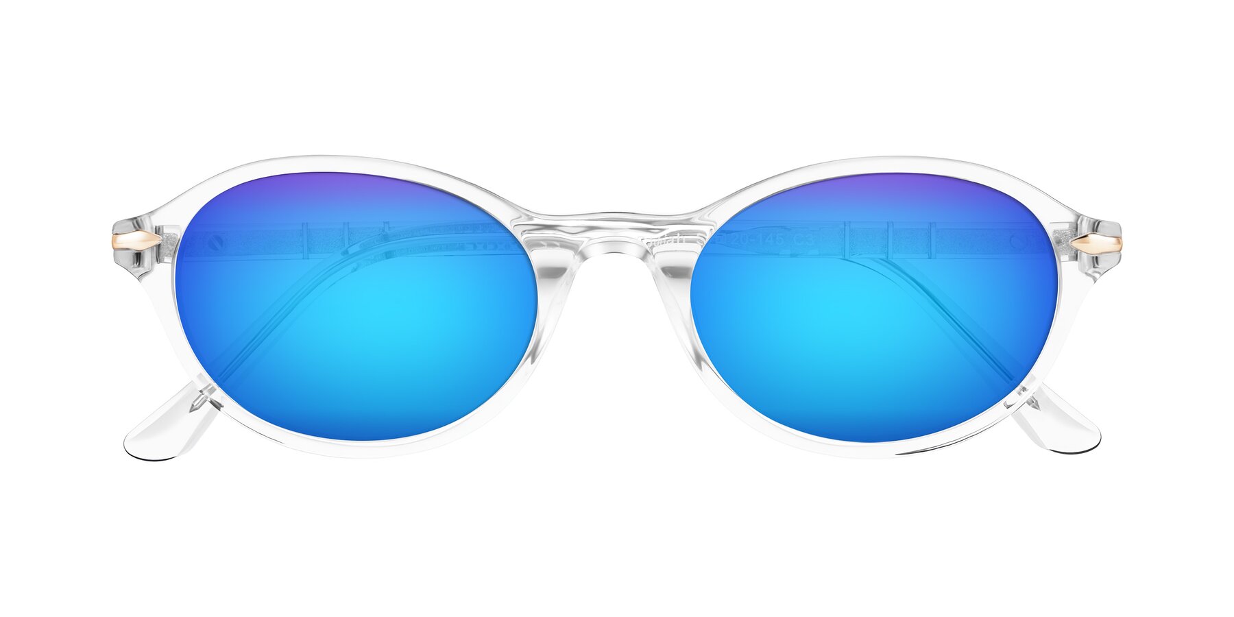 Folded Front of Sidriah in Clear with Blue Mirrored Lenses