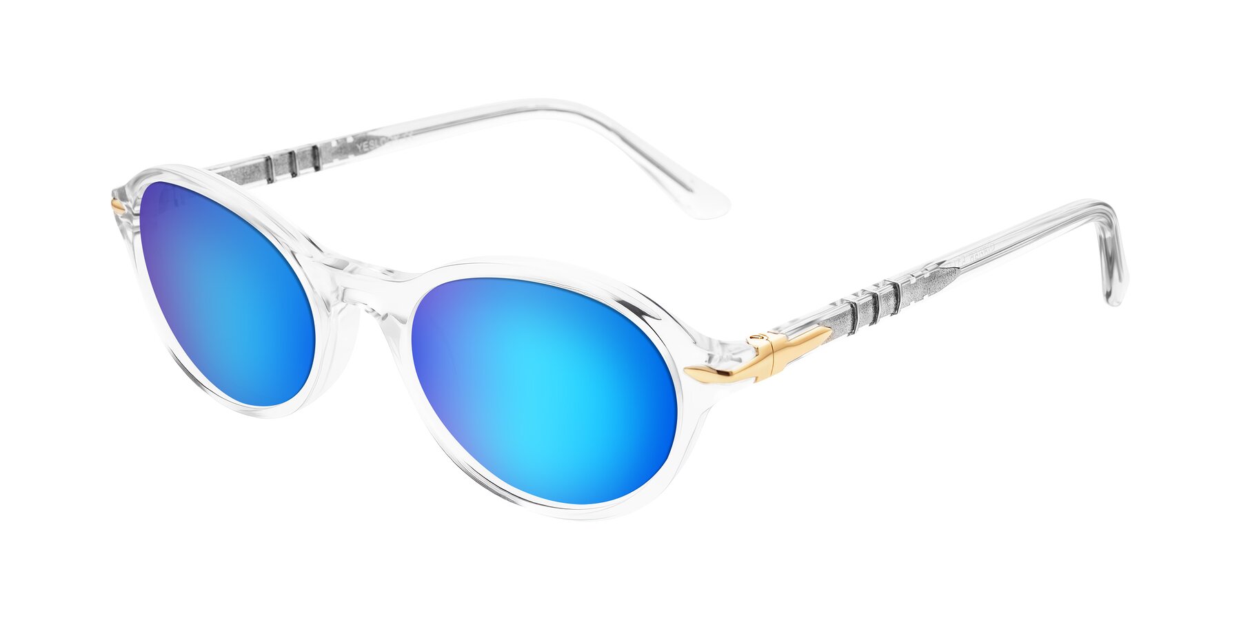 Angle of Sidriah in Clear with Blue Mirrored Lenses