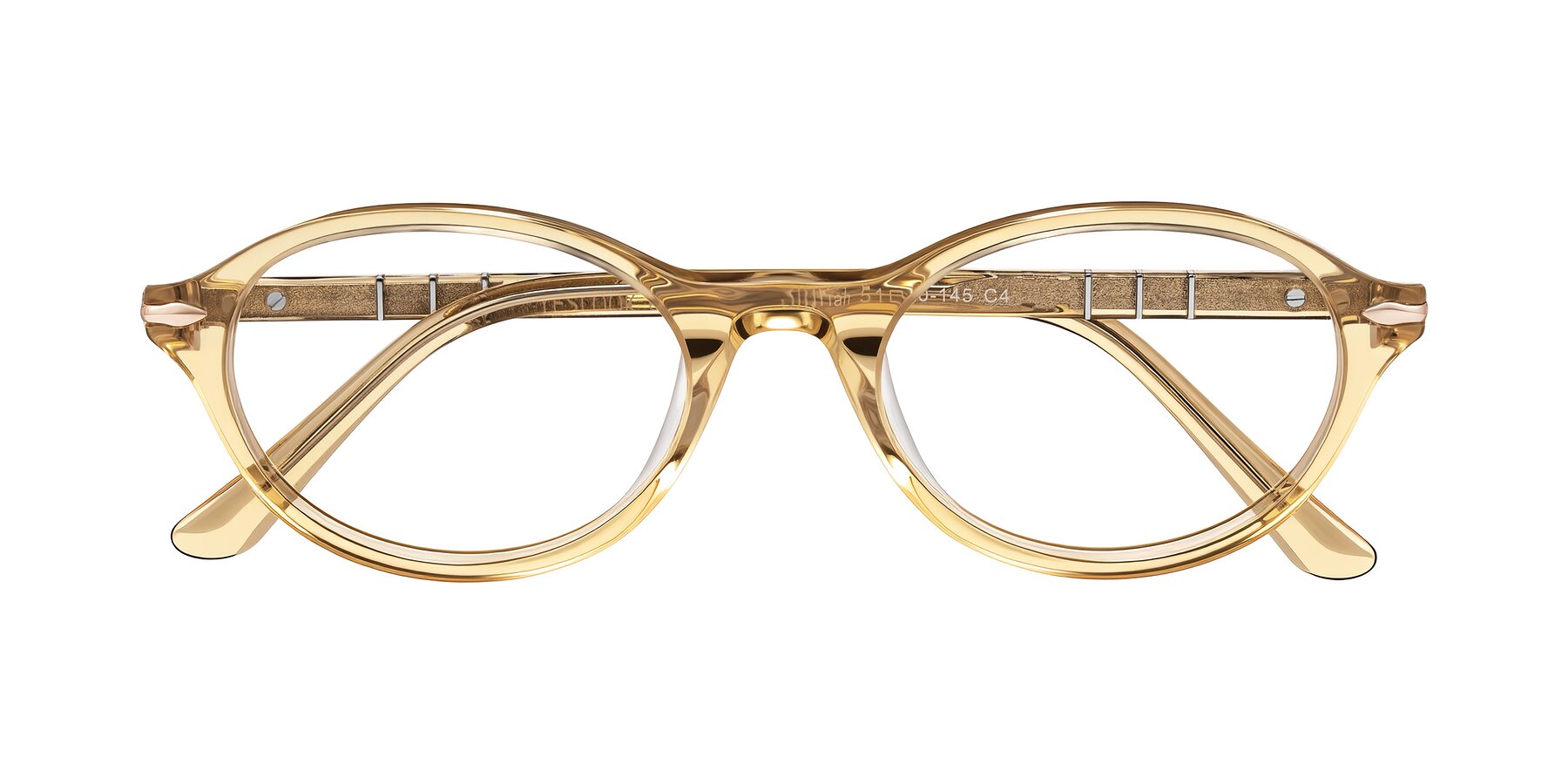 Folded Front of Sidriah in Transparent Amber with Clear Eyeglass Lenses