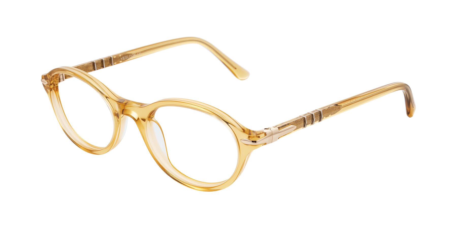 Angle of Sidriah in Transparent Amber with Clear Eyeglass Lenses