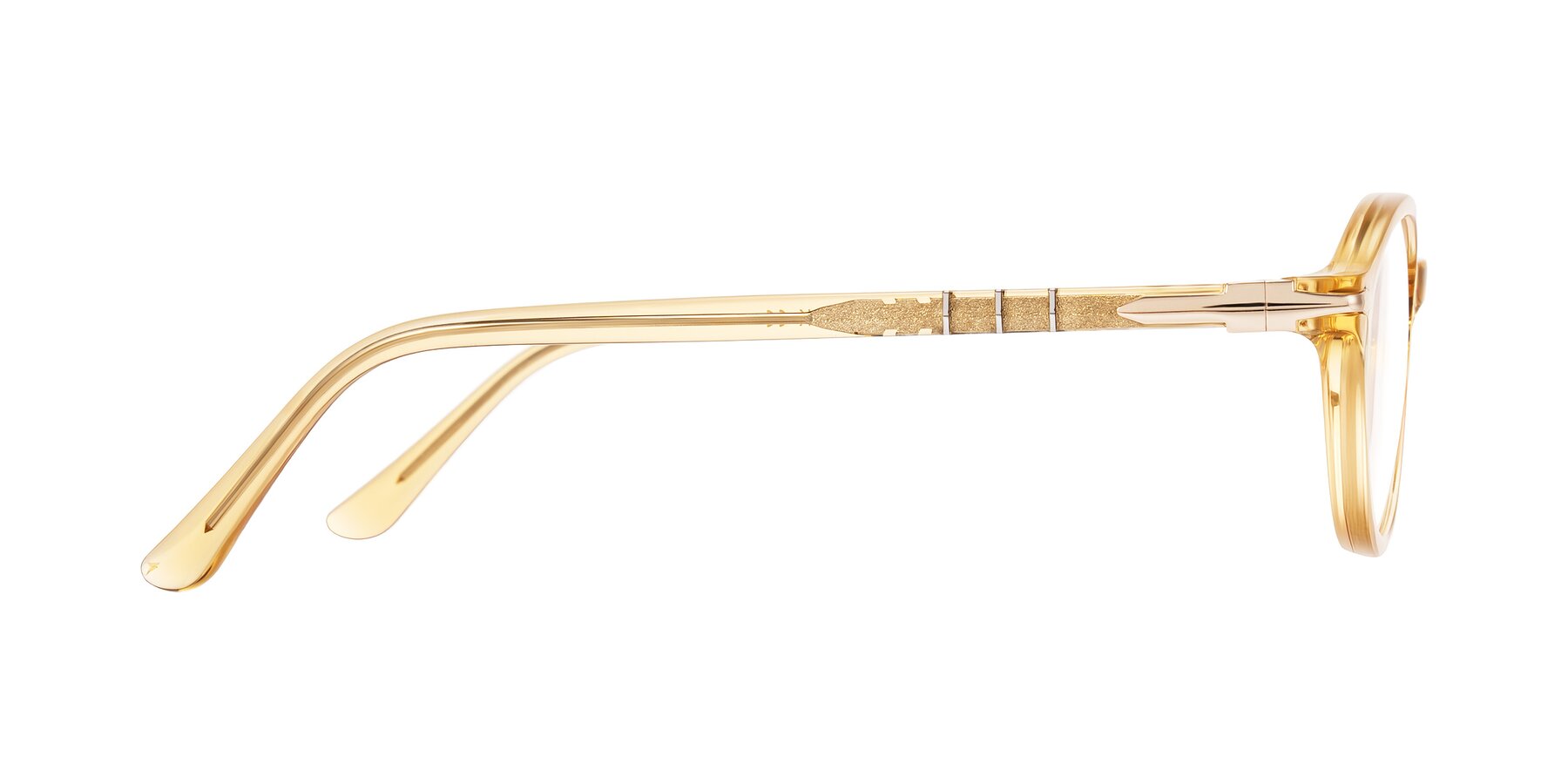 Side of Sidriah in Transparent Amber with Clear Eyeglass Lenses