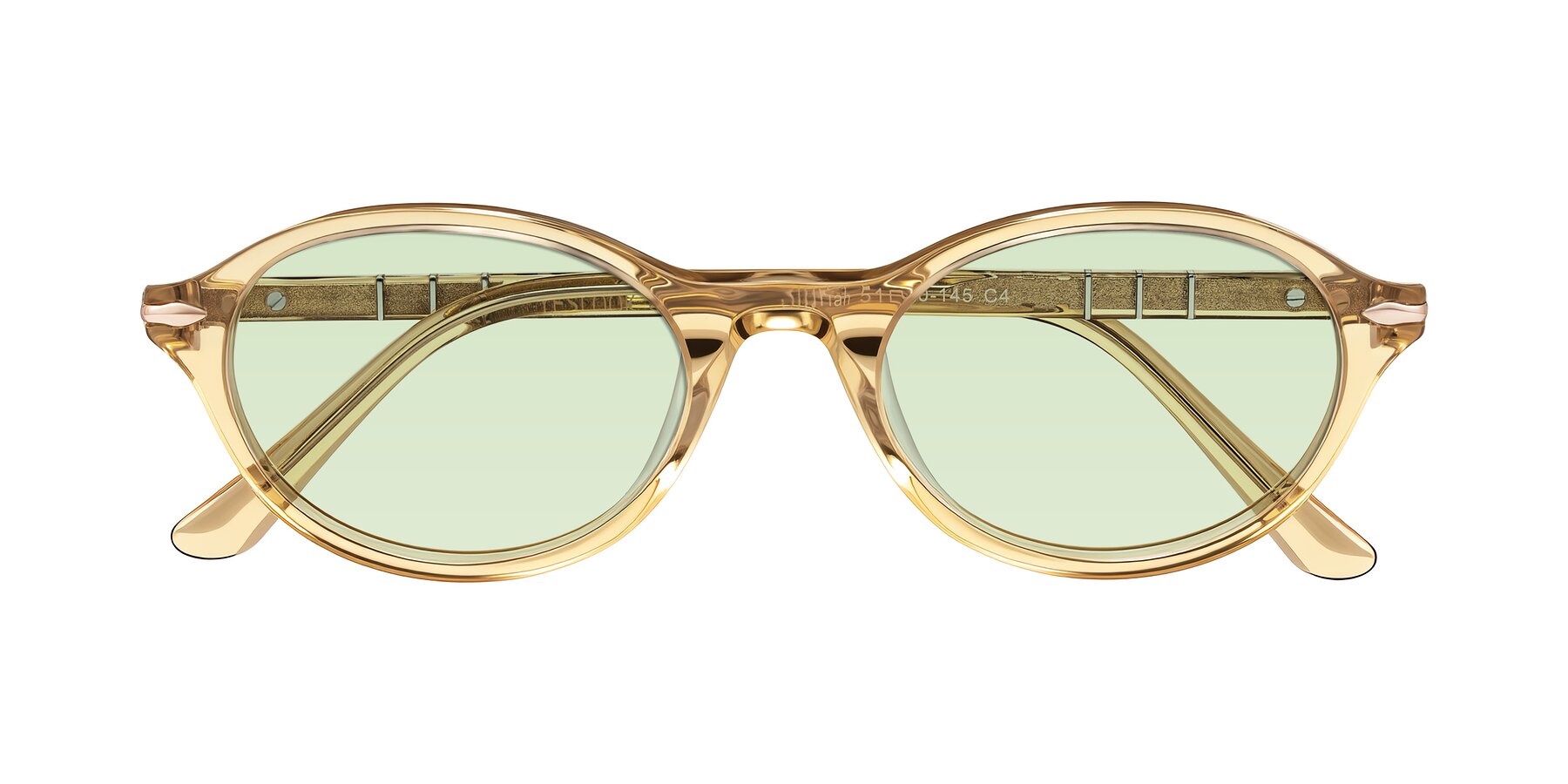 Folded Front of Sidriah in Transparent Amber with Light Green Tinted Lenses