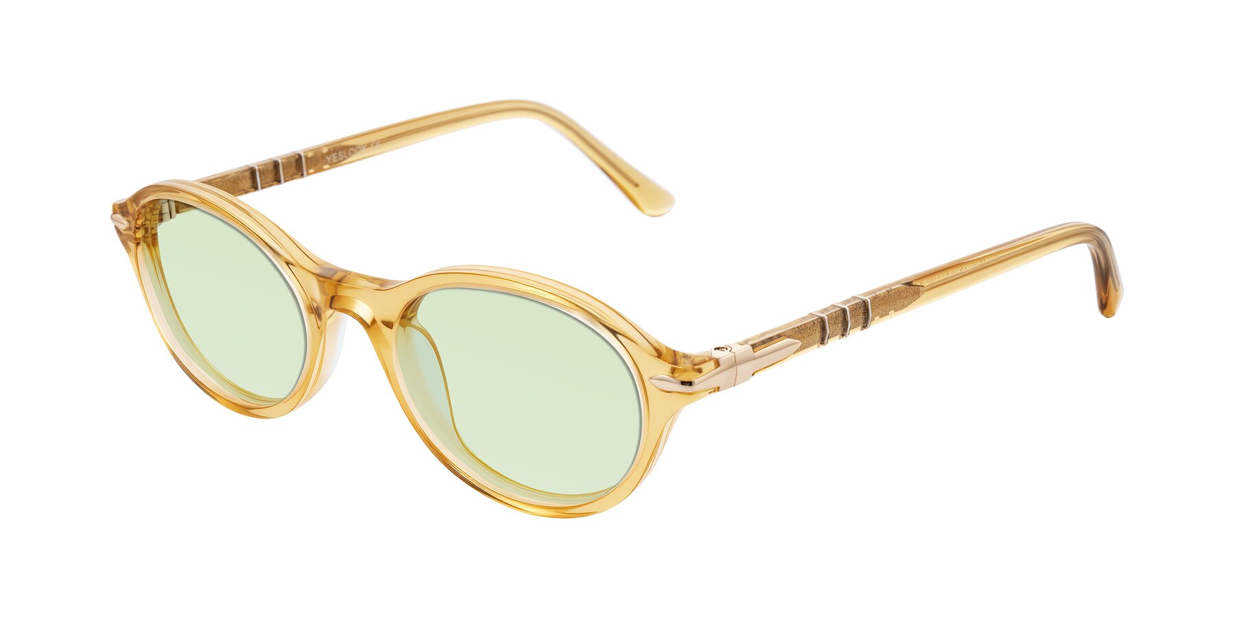 Angle of Sidriah in Transparent Amber with Light Green Tinted Lenses