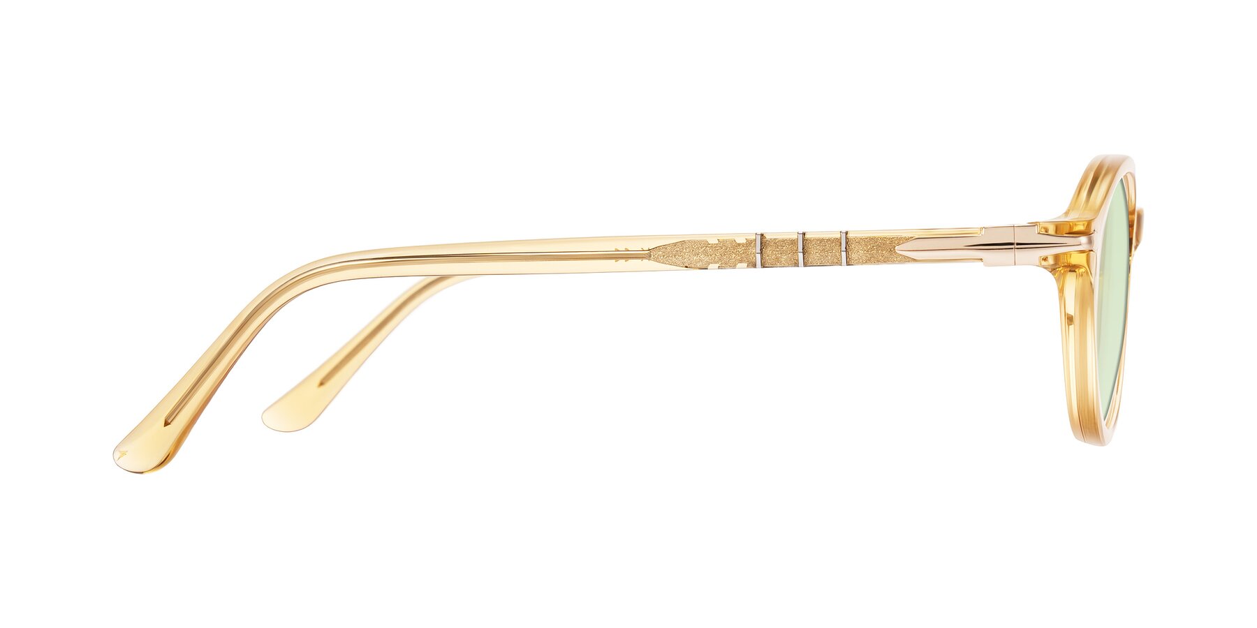 Side of Sidriah in Transparent Amber with Light Green Tinted Lenses