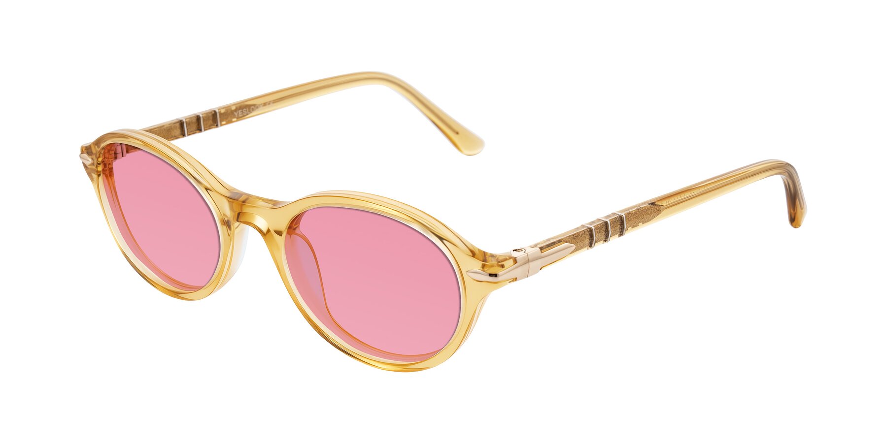 Angle of Sidriah in Transparent Amber with Pink Tinted Lenses