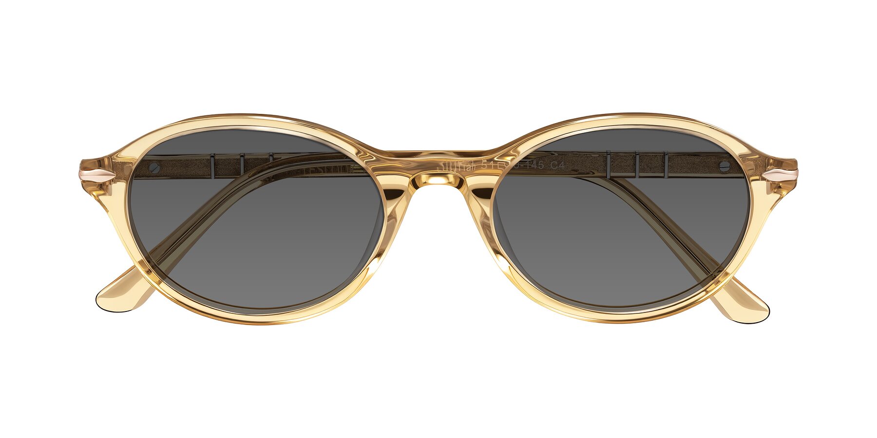 Folded Front of Sidriah in Transparent Amber with Medium Gray Tinted Lenses