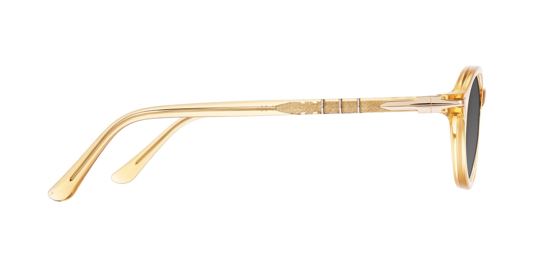 Side of Sidriah in Transparent Amber with Medium Gray Tinted Lenses