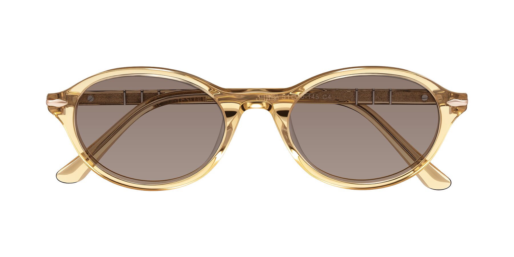 Folded Front of Sidriah in Transparent Amber with Medium Brown Tinted Lenses