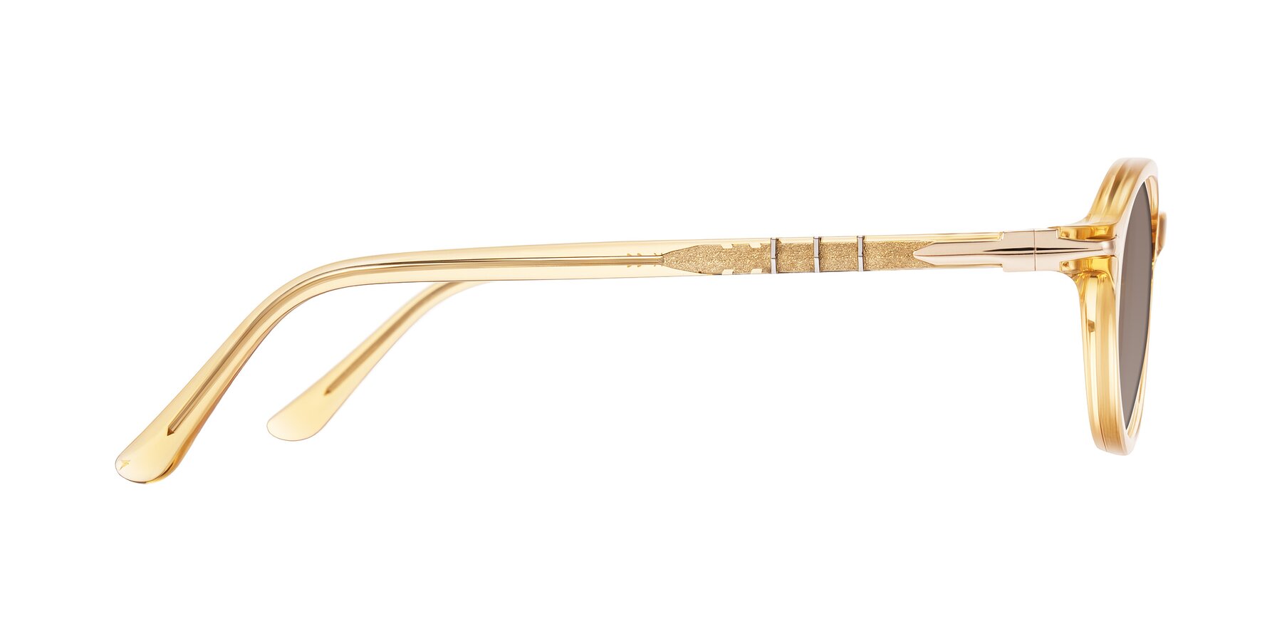 Side of Sidriah in Transparent Amber with Medium Brown Tinted Lenses