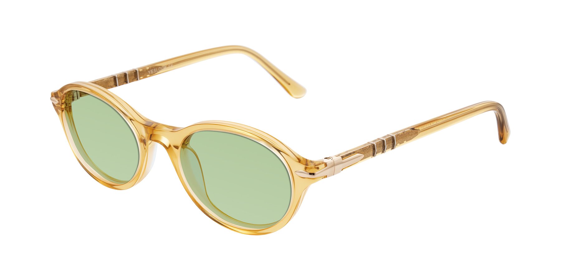 Angle of Sidriah in Transparent Amber with Medium Green Tinted Lenses