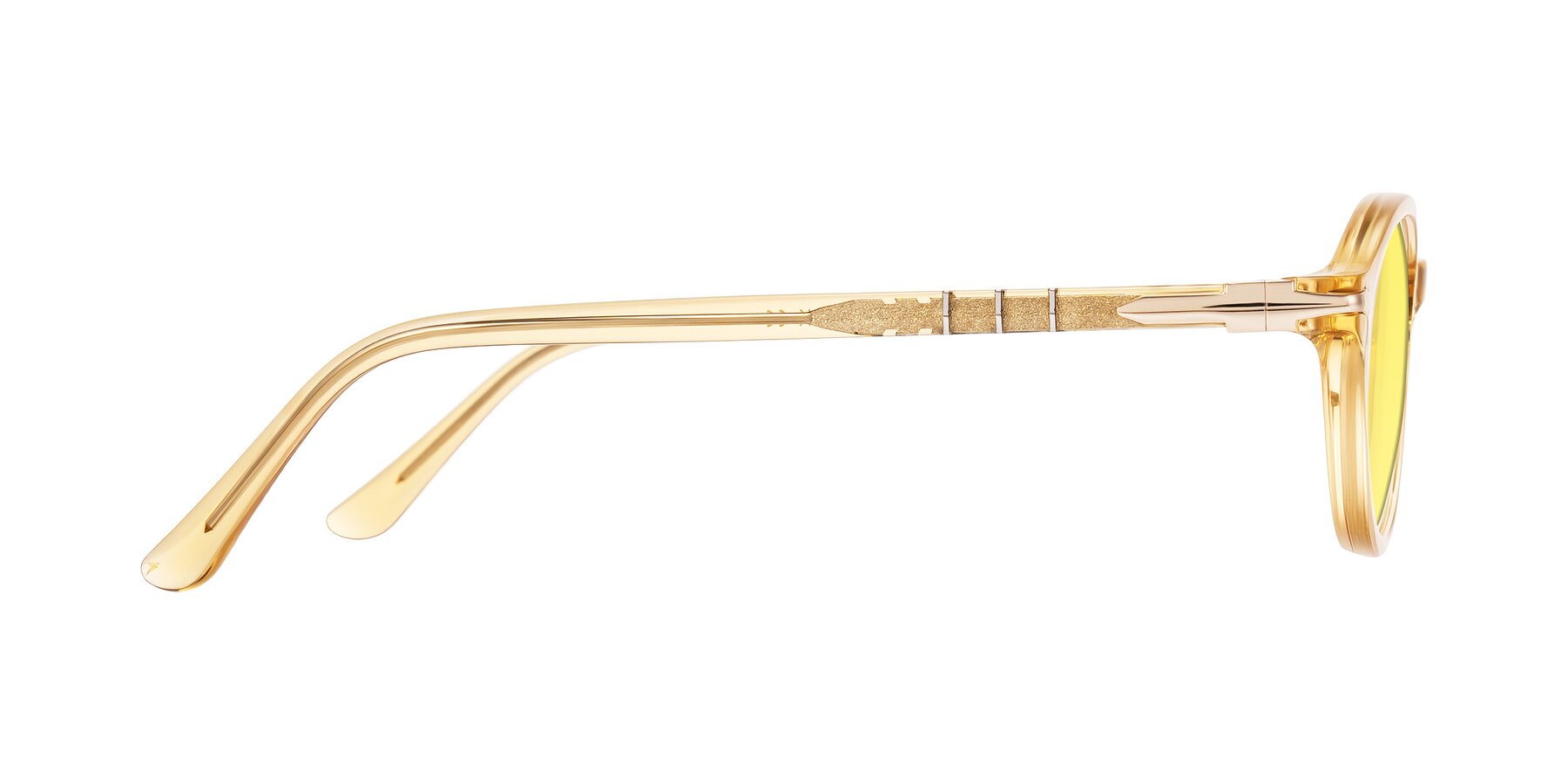 Side of Sidriah in Transparent Amber with Medium Yellow Tinted Lenses